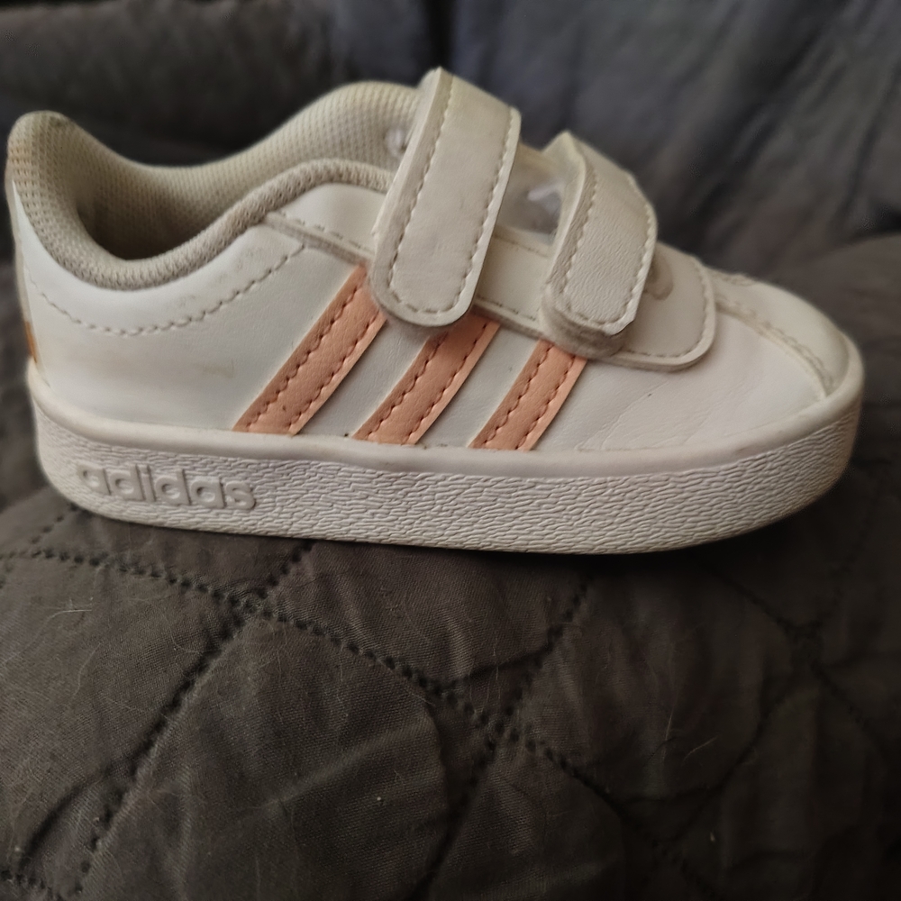 Adidas White and Orange Velcro Sneakers